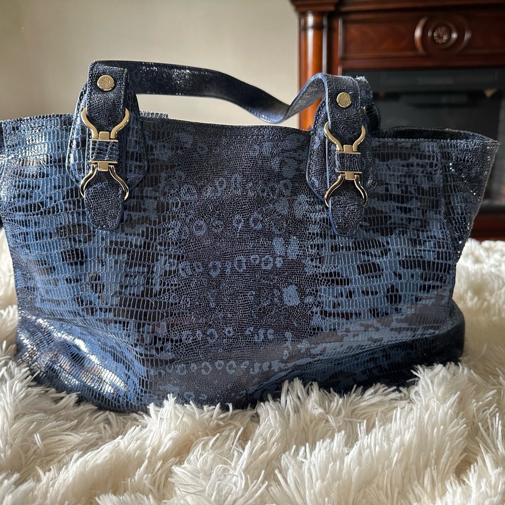Cole Haan Navy Python Tote